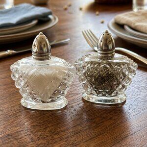 Crystal Salt and Pepper Shakers with Silver Tops